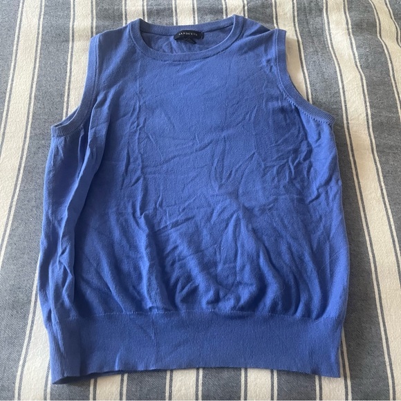 Light Blue Lands End Cotton Cardigan and Sleeveless Shell Set - Picture 2 of 7